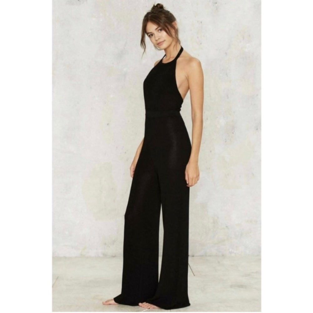 Rehab Black Halter Knit Jumpsuit